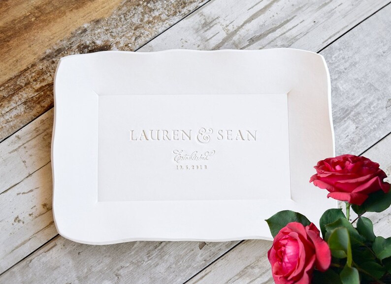 Serving shops Platter Personalized Platter, Ceramic Dinnerware Custom Platter Wedding Anniversary Gift Home, Engraved Plate Your Name Serving Tray