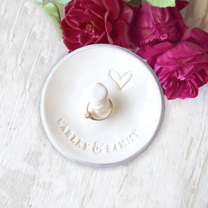 Customized Engagement Ring Dish With Post, Personalized Rings Holder ...