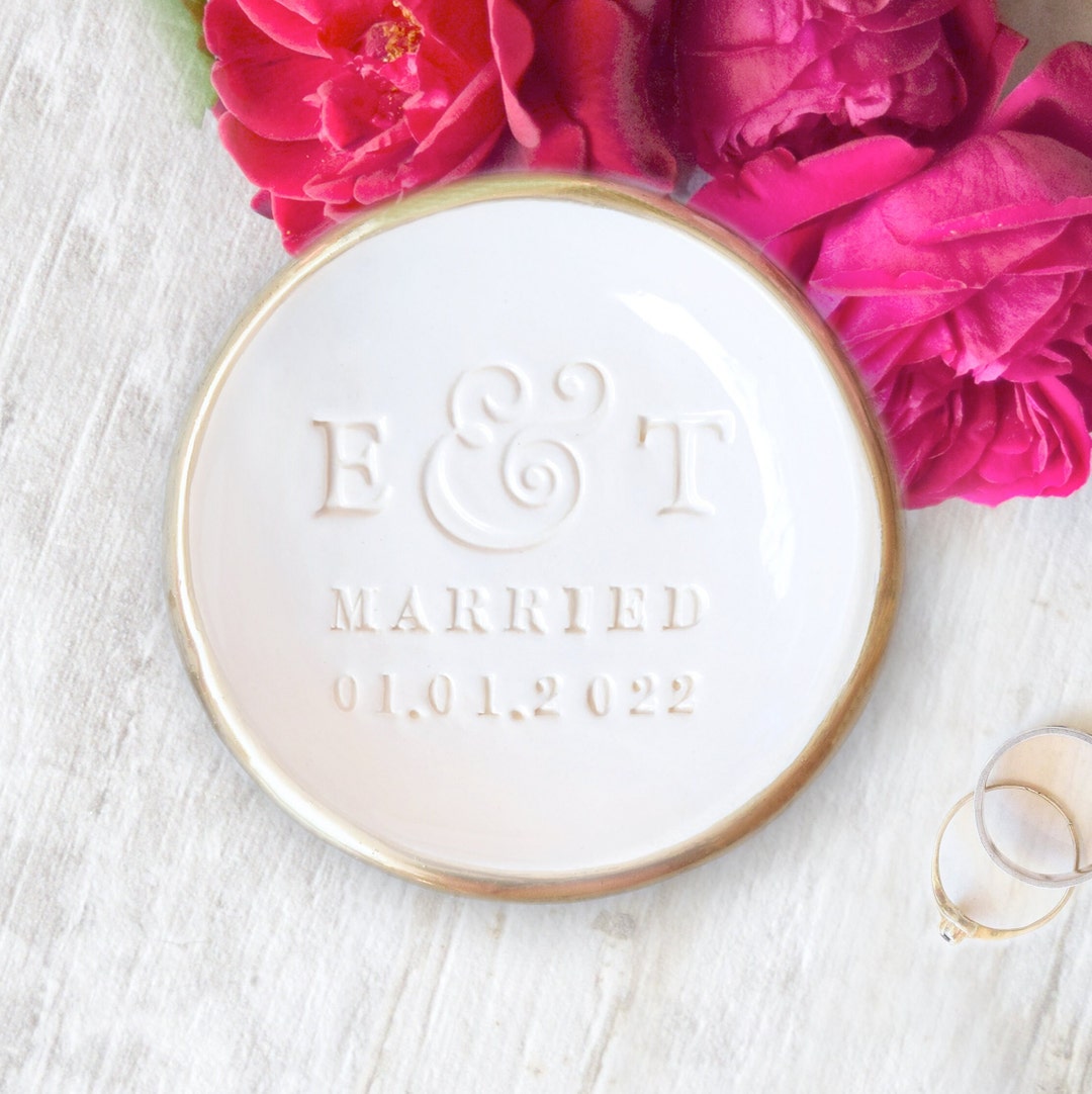 Anniversary Ring Dish Custom Name Letter Jewelry Holder, Personalized ...