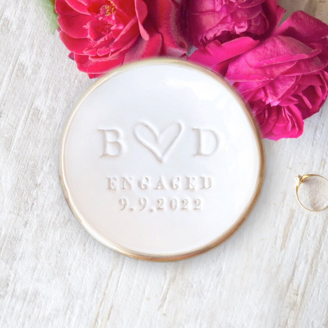 Custom Gold Engagement Ring Holder Personalize Bridal Gift, Engaged ...