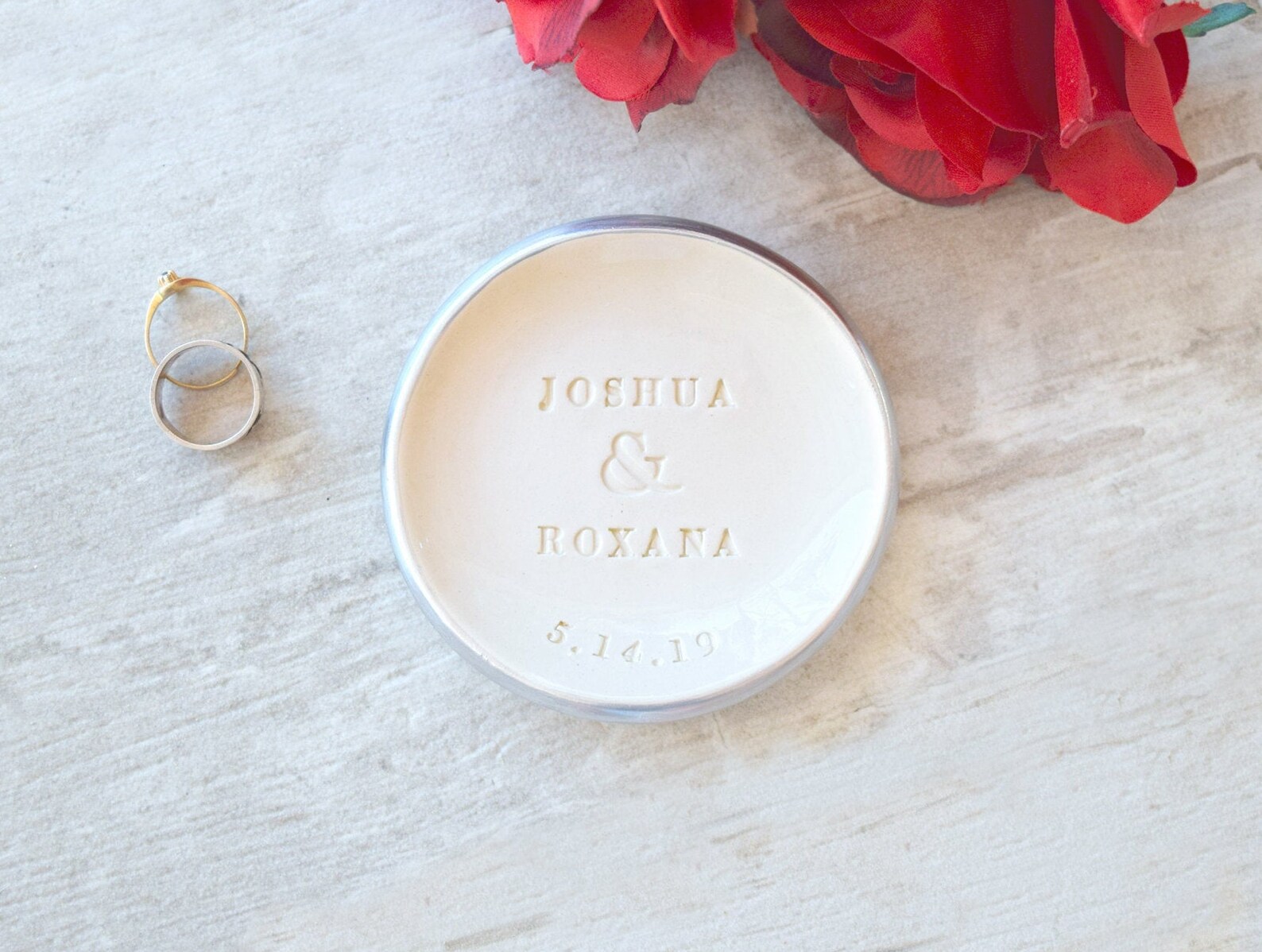 Personalized Ring Dish Engraved Names Ring Holder Newlyweds Etsy