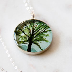 Sterling Silber Halskette mit einem Vintage italienischen Briefmarken/Tolle Mutter Geschenk/Philatelie Geschenk/Natur Halskette/Nationalparks