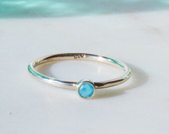 Blue Larimar Gem RingSterling Silver RingGift from the SeaBlue Larimar Stacking RingGenuine Gemstone