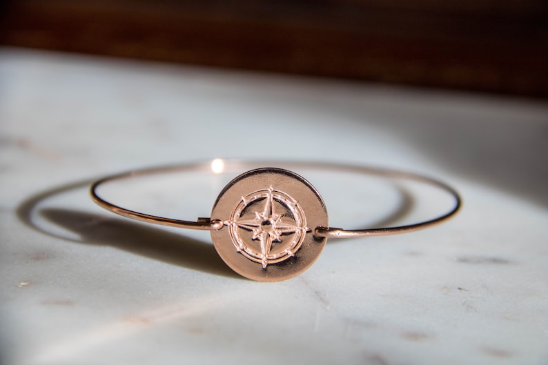 True North Compass Bangle/true North Jewelry/rose Gold Compass Etsy