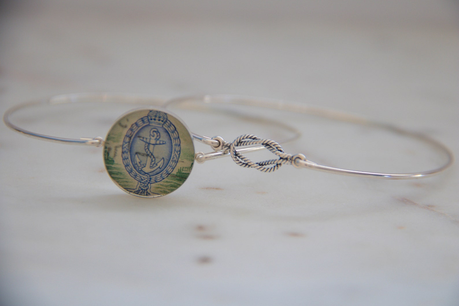 Rope Knot Bangle/women's Sailors Knot Bracelet/silver Etsy