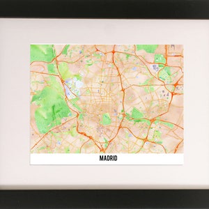 Madrid/Aquarell Karte/Grafik Kunst/Digital Download/Kunstdruck/Poster/True North/Reise/Abenteuer/El Foro/Spanien