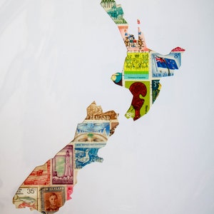 Selos da Nova Zelândia/coleção de selos/presente de colecionador/selos cancelados/colagem de selos/arte de selos postais/postagem reciclada/presente filatelista