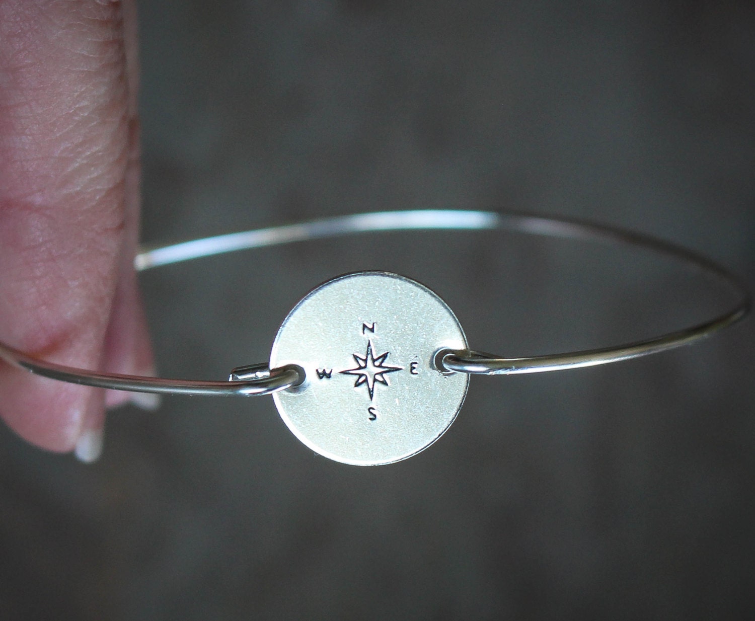 Compass Bangle True North Jewelry Sterling Silver Compass Etsy
