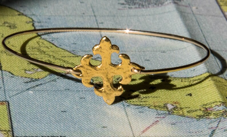 Pewter Hammered Ornate Maltese Cross bangle braceletBrass Cross BraceletCeltic Cross BraceletGothic Cross Bangle