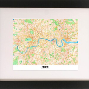 London Calling! / aquarel kaart/grafische kunst/digitale Download/Art Print/True North/reizen/avontuur/Londen/Engeland