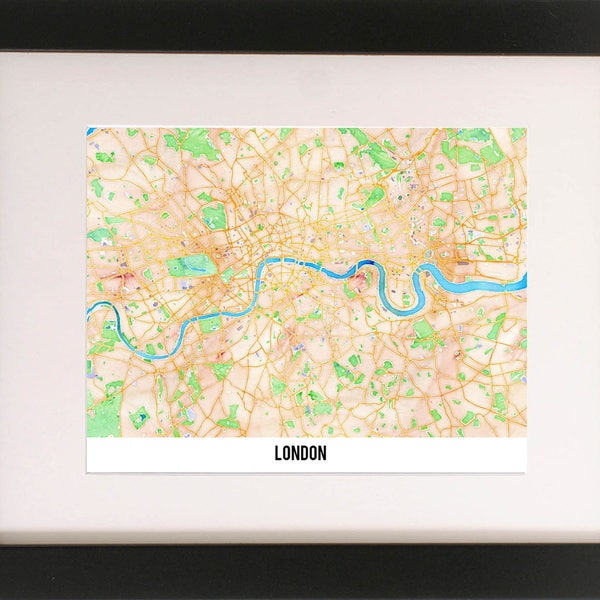 London Calling!/Watercolor Map/Graphic Art/Digital Download/Art Print/True North/Travel/Adventure/London/England