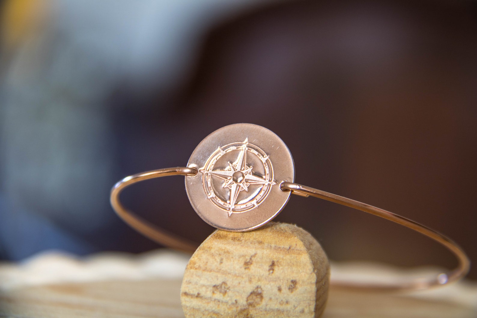True North Compass Bangle/true North Jewelry/rose Gold Compass Etsy