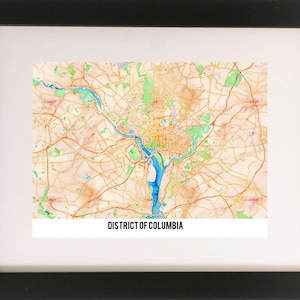 Washington DC/Aquarell Karte/Grafik Kunst/Digital Download/Kunstdruck/Poster/True North/Reise/Abenteuer/Nation Capitol
