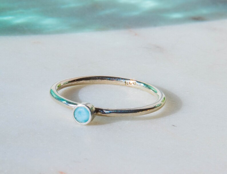 Blue Larimar Gem RingSterling Silver RingGift from the SeaBlue Larimar Stacking RingGenuine Gemstone