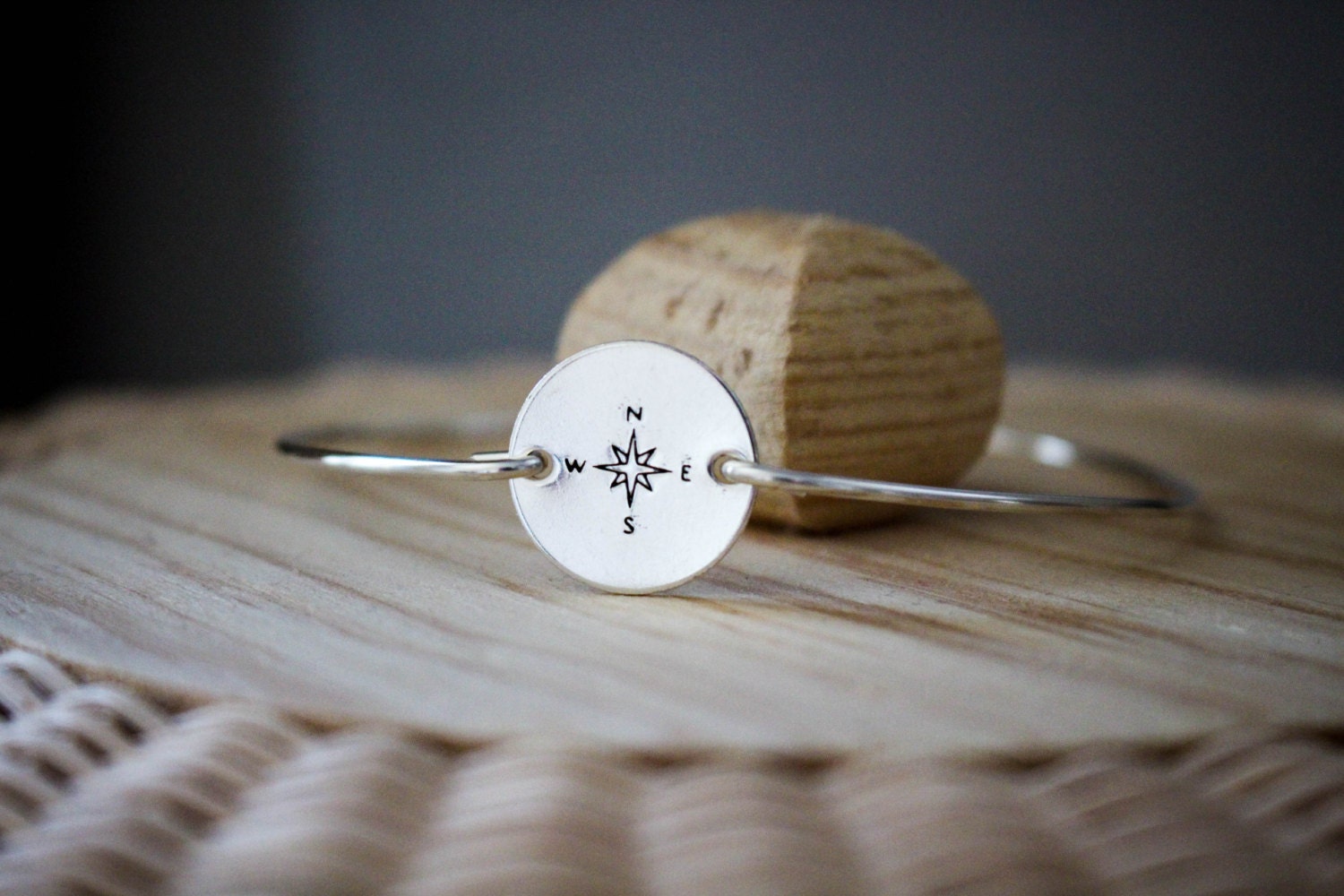 Compass Bangle True North Jewelry Sterling Silver Compass Etsy