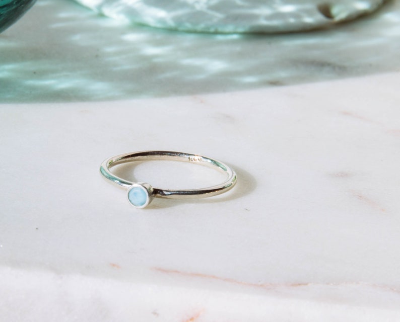 Blue Larimar Gem RingSterling Silver RingGift from the SeaBlue Larimar Stacking RingGenuine Gemstone