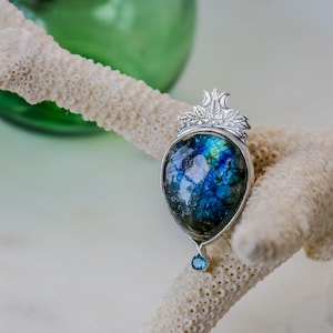 Sterling Silver Labradorite and London Blue Topaz Necklace