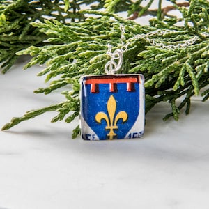 Sterling Silber Französische Vintage Stempel Halskette/Vintage Stempel Halskette/Provence Stempel Halskette/Philatelie Schmuck/Fleur de Lis Halskette