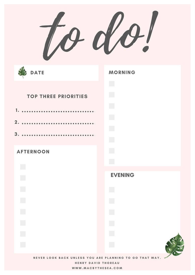weekly planner goal tracker to do list goal worksheet etsy
