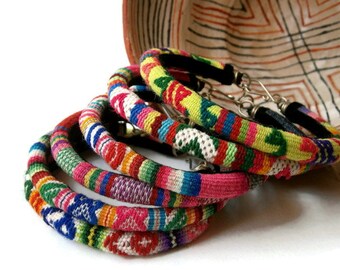 Stackable Bracelets, Fabric Bangles, Bohemian Gifts, Set of 4