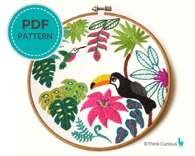 Embroidery Pattern PDF Jungle Embroidery Designs Etsy