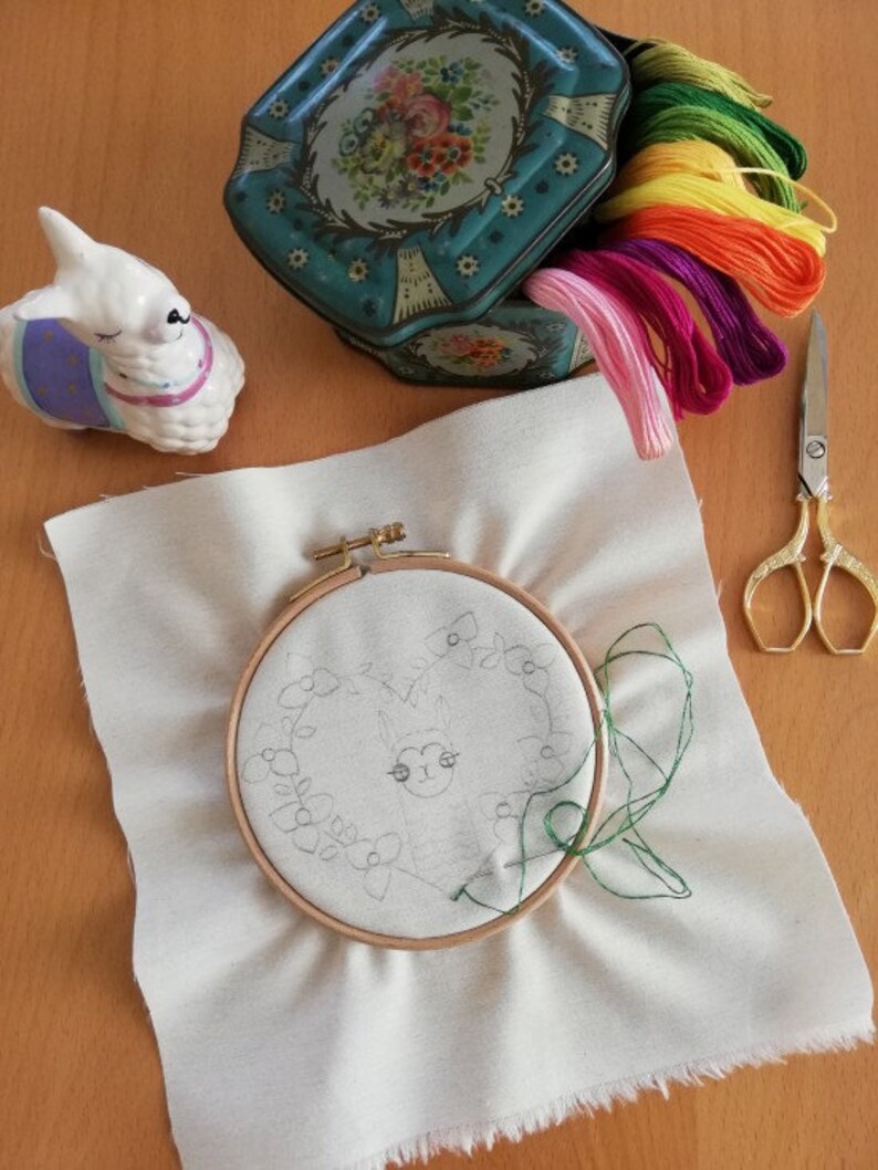 Embroidery Pattern Nursery Decoration Rainbow Llama