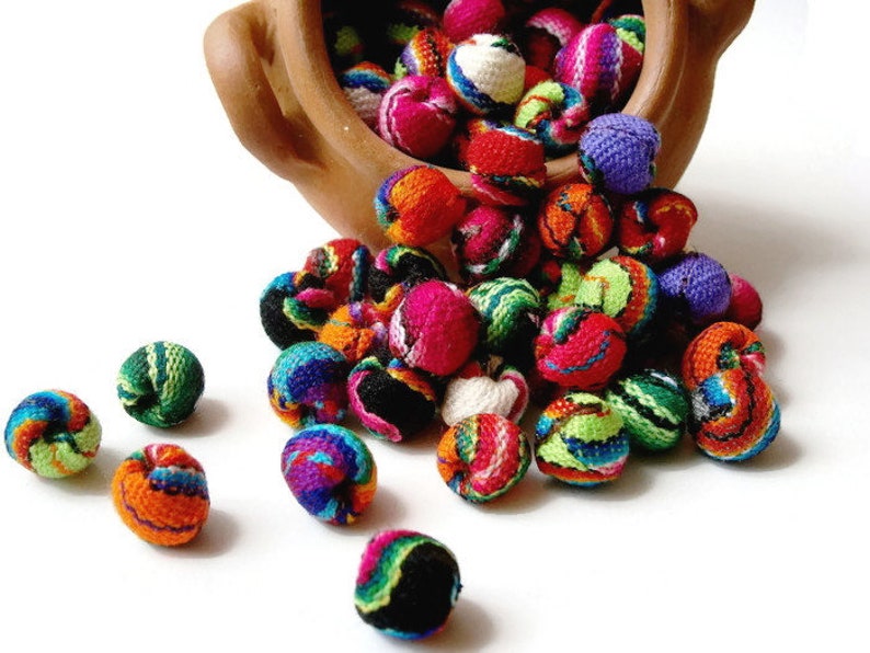 Fabric Beads, Bohemian Jewelry, Lot of 20 image 1