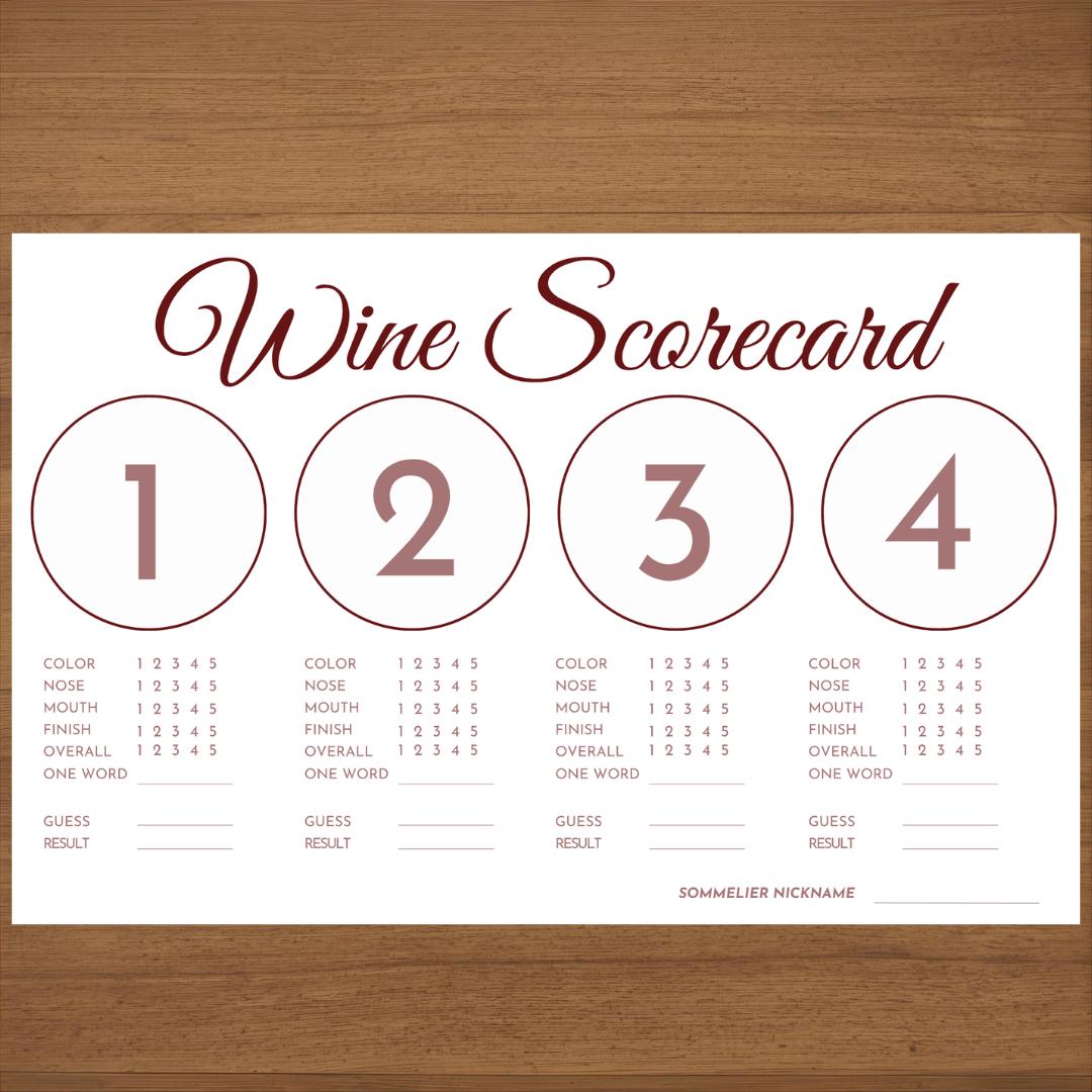 Printable Wine Tasting PLACEMAT | Blind Tasting Scorecard Party Game ...