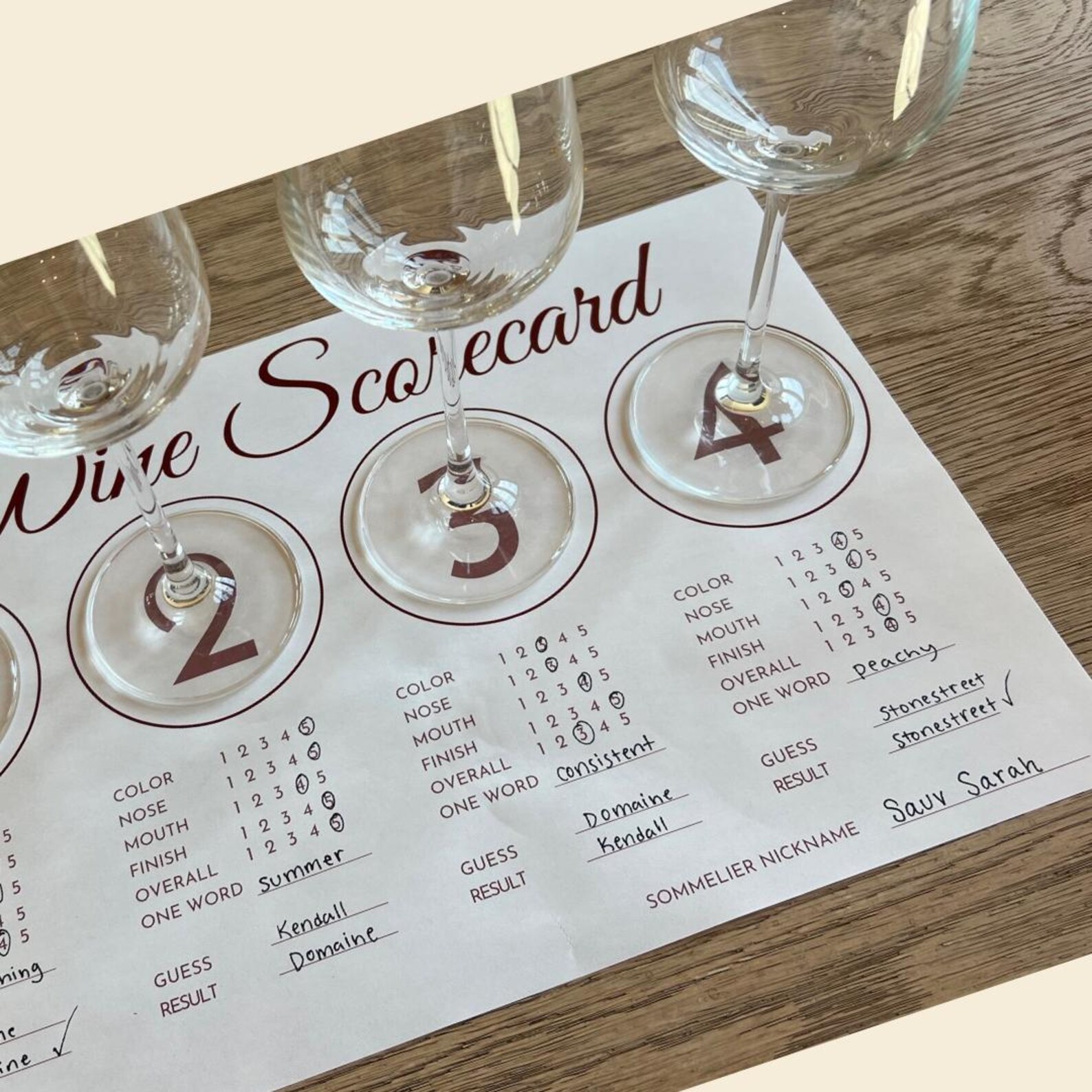 Printable Wine Tasting PLACEMAT | Blind Tasting Scorecard Party Game ...