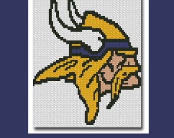 Minnesota Vikings c2c Blanket Crochet Graph Graphghan Pattern WITH WRITTEN INSTRUCTIONS