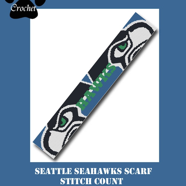 Seahawks Scarf 40x250 Crochet Graph Graphghan Pattern WITH WRITTEN INSTRUCTIONS
