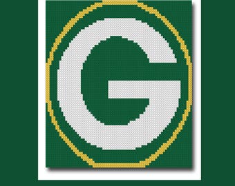 Green Bay Packers C2C Crochet Graph Graphghan Pattern WITH WRITTEN INSTRUCTIONS, skein and stitch count