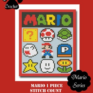 Mario 1 piece c2c blanket Crochet Graph Graphghan Pattern WITH WRITTEN INSTRUCTIONS