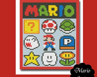 Mario 1 piece c2c blanket Crochet Graph Graphghan Pattern WITH WRITTEN INSTRUCTIONS