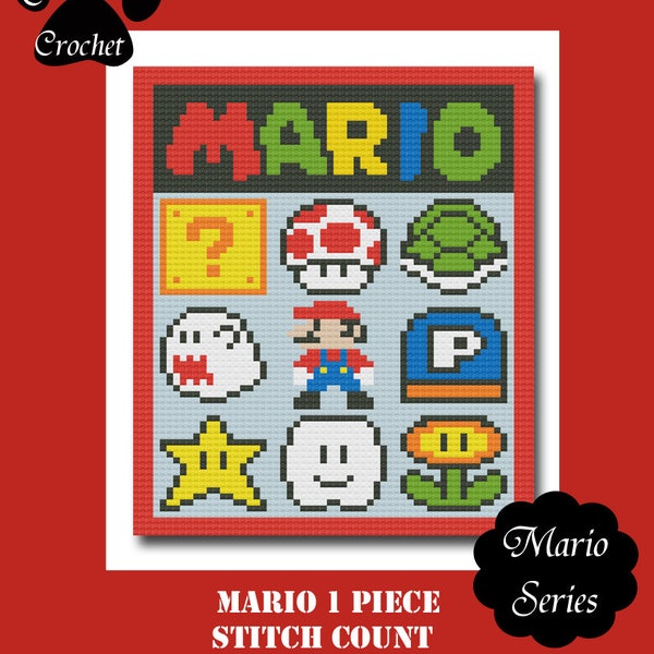 Mario 1 piece c2c blanket Crochet Graph Graphghan Pattern WITH WRITTEN INSTRUCTIONS