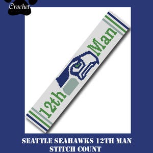 Seahawk 12th Man Scarf Crochet Graph Graphghan Pattern WITH WRITTEN INSTRUCTIONS