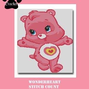 Care Bears Wonderheart 150sts wide by 225sts high Blanket Crochet Graph Graphghan Pattern Word Chart WITH WRITTEN INSTRUCTIONS