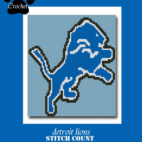 Lions C2C Crochet Graph Graphghan Pattern WITH WRITTEN INSTRUCTIONS, skein and stitch count