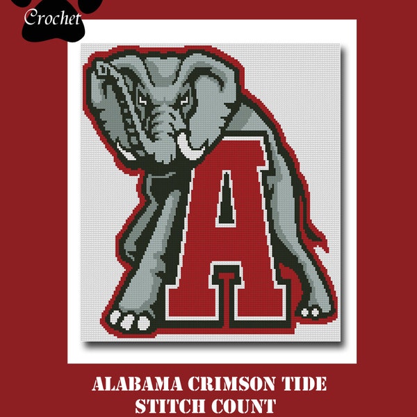 A Crimson Tide Blanket Crochet Graph Graphghan Pattern WITH WRITTEN INSTRUCTIONS, Written Instructions for Knit Added