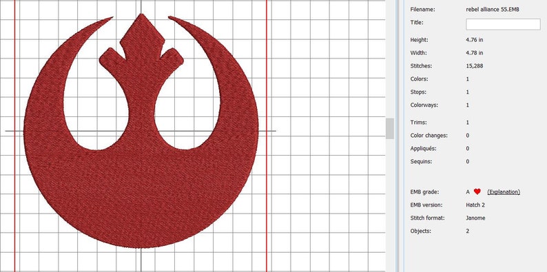 INSTANT DOWNLOAD. Rebel alliance crest. Star wars. May the 4th. applique fill embroidery design pattern. 2 for 1. Digital file. Resistance. image 9