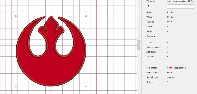 INSTANT DOWNLOAD. Rebel alliance crest. Star wars. May the 4th. applique fill embroidery design pattern. 2 for 1. Digital file. Resistance. image 4