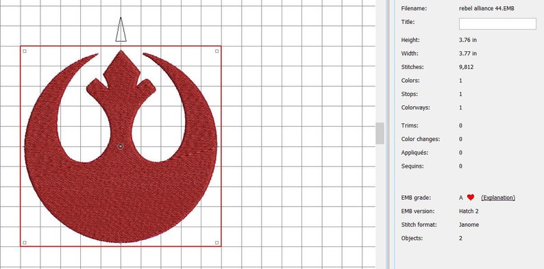 INSTANT DOWNLOAD. Rebel alliance crest. Star wars. May the 4th. applique fill embroidery design pattern. 2 for 1. Digital file. Resistance. image 8