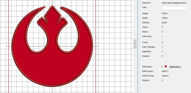 INSTANT DOWNLOAD. Rebel alliance crest. Star wars. May the 4th. applique fill embroidery design pattern. 2 for 1. Digital file. Resistance. image 5
