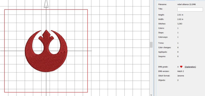 INSTANT DOWNLOAD. Rebel alliance crest. Star wars. May the 4th. applique fill embroidery design pattern. 2 for 1. Digital file. Resistance. image 6