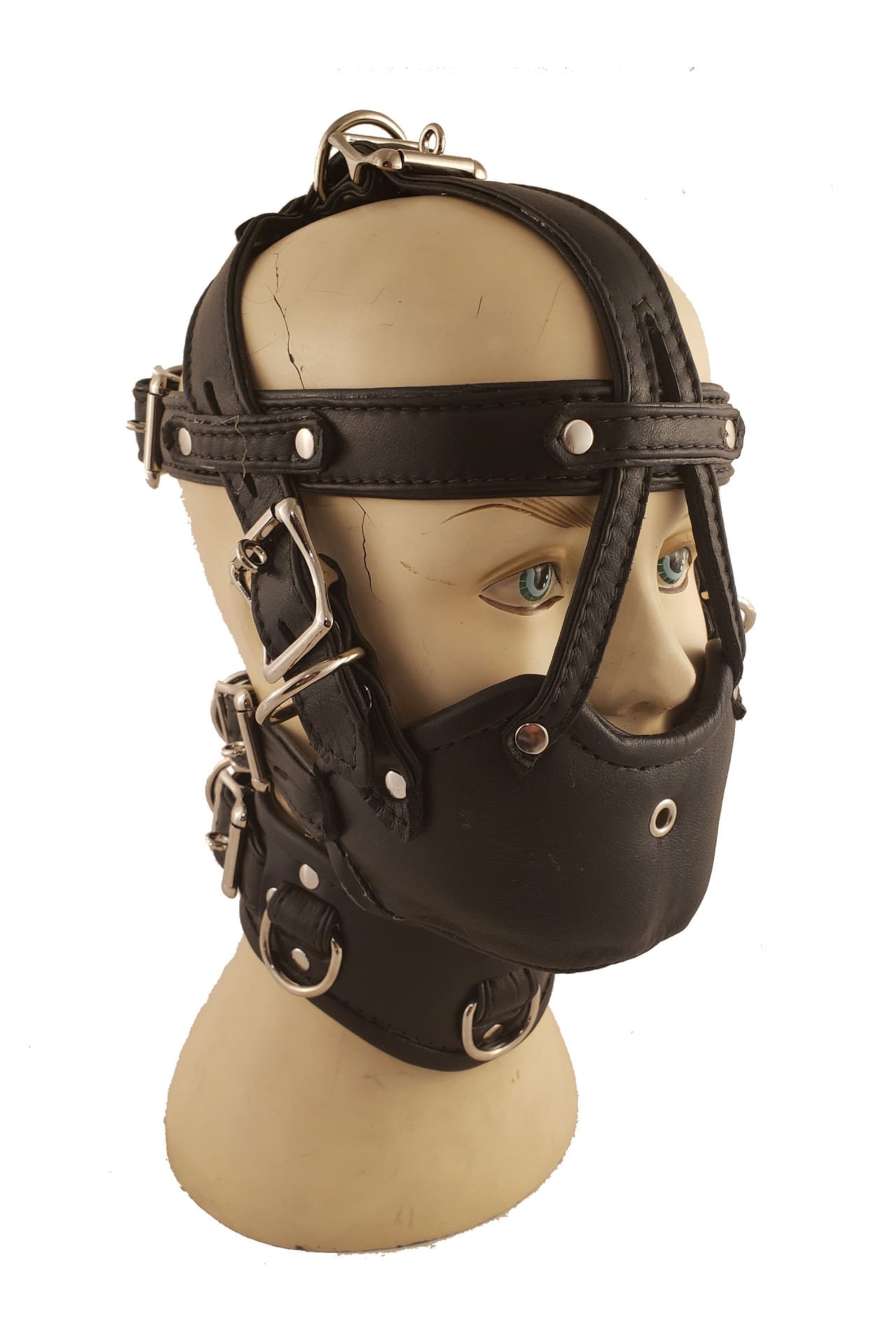 M2 Locking Leather Padded Muzzle Gag with Posture Collar Etsy