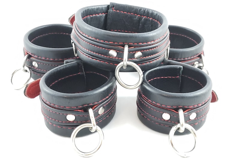 Leather Bondage Ankle Wrist Cuffs Collar Genuine Leather Etsy
