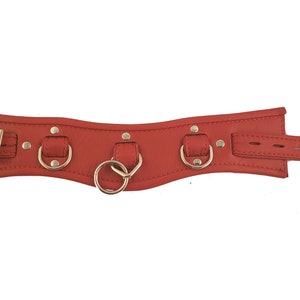 Låsande svart och röd hållningskrage bondage fetisch handgjord fasthållning Mogen BDSM bild 3