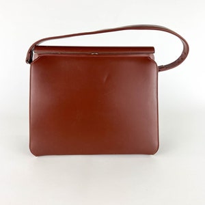 Vintage 1960s Theodor California Top Handle Handbag in Brown, 60s Brown Handbag by Theodor, 60s Vinyl Purse with Flip Top Closure Metal Zip