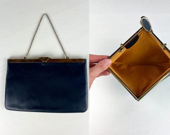 Vintage Coach Hudson Satchel Bag Doctor Bag in Navy Leather