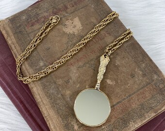 Antique Art Deco Gold Necklace Floating Diamond Link Bib Estate Costume Jewelry